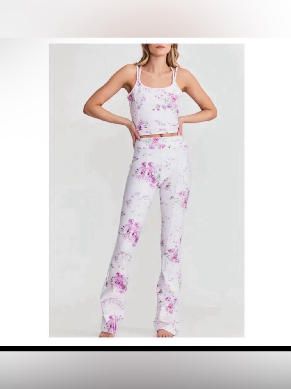 NEW LOVESHACKFANCY reed floral flare leggings in magenta glow- Sz XXS - Picture 2 of 6